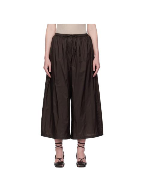 AMOMENTO Brown Nylon Shirring Lounge Pants