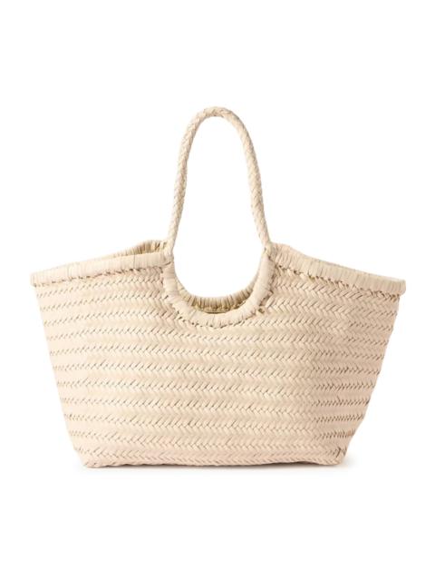 DRAGON DIFFUSION NANTUCKET BIG TOTE BAG IN WOVEN LEATHER SAND