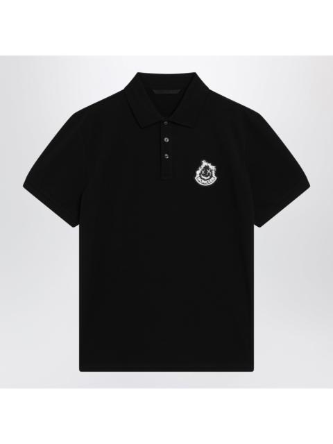 Moncler Moncler Black Cotton Pique Polo Shirt With Logo Men