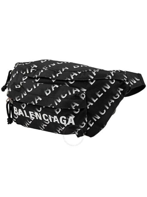 Balenciaga Black And White Gradient Logo Printed Nylon Wheel Beltpack
