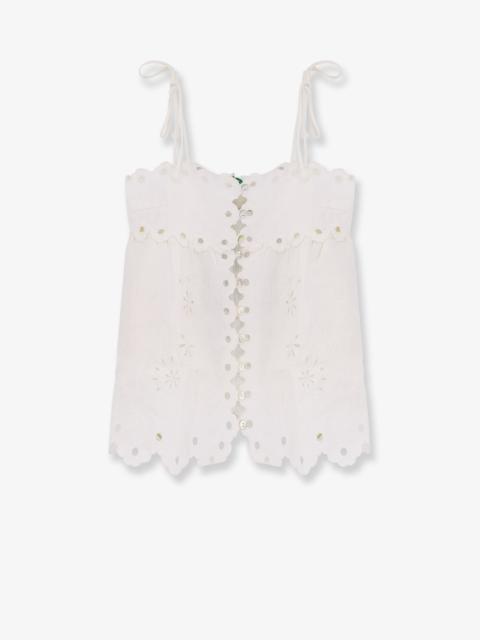 FARM RIO Perforated Linen Top