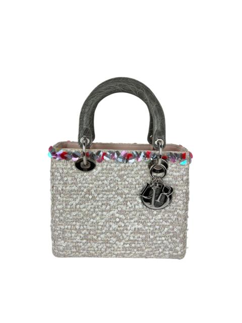 Dior Christian Dior Sequins Tweed Medium Lady Dior Light Pink Bag