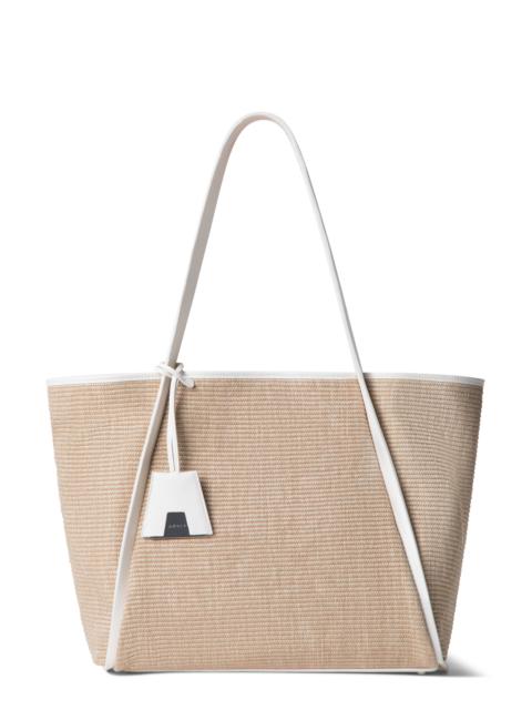 AKRIS Akris Medium Alex Raffia & Leather Shopper in Nature/White at Nordstrom