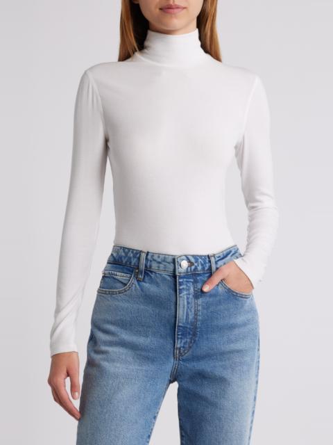 FRAME FRAME Rib Mock Neck Top in White at Nordstrom