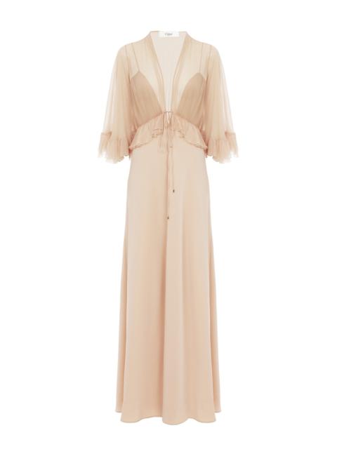 Chloé V-NECK LONG DRESS IN CRÊPE SATIN