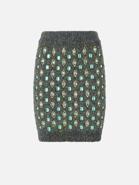 PINKO KNIT SKIRT WITH JEWEL EMBROIDERY