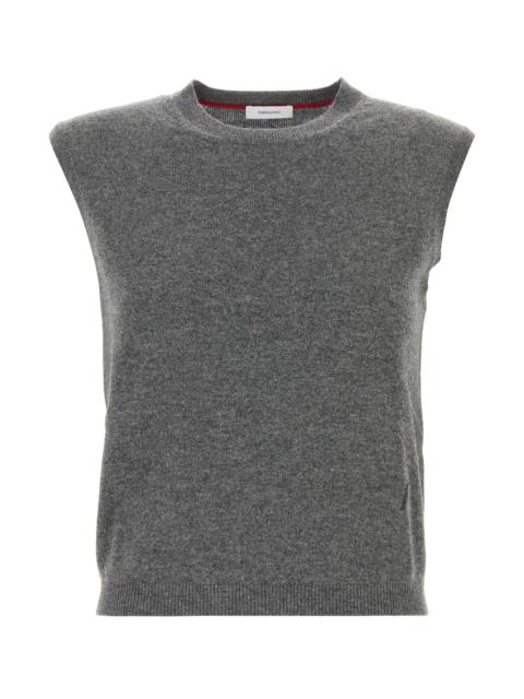 FERRAGAMO Grey stretch cashmere blend vest