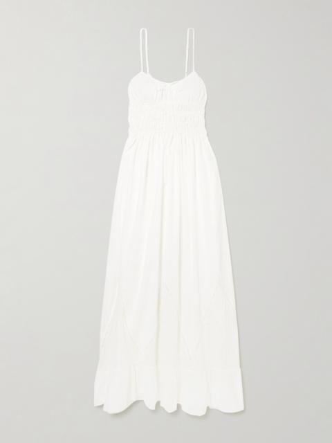FAITHFULL Meline Lace-trimmed Pintucked Shirred Cotton-voile Maxi Dress