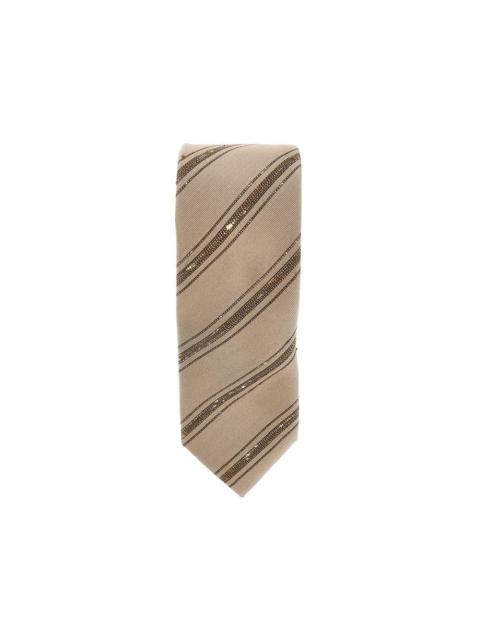 Brunello Cucinelli SLUBBED STRIPES SILK AND COTTON TIE