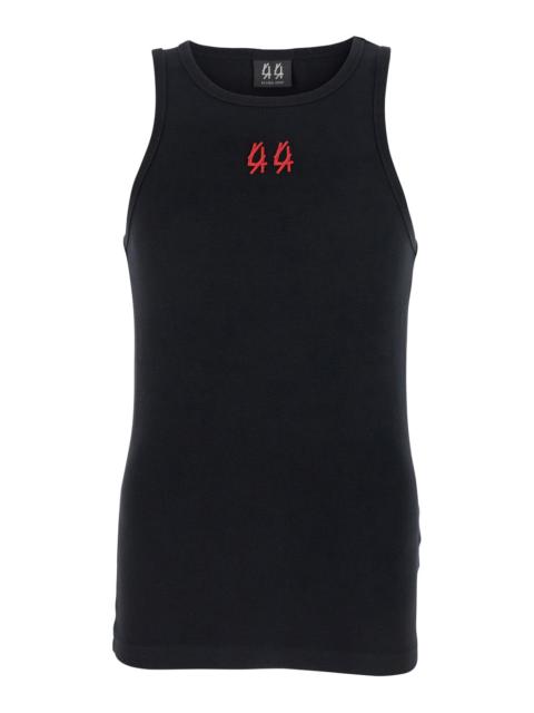 Other Designers 44 Label Group Men Black Crewneck Sleeveless Top With Embroidery On The Front In Cotton Man