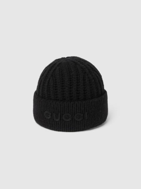 GUCCI Wool cashmere hat with embroidery