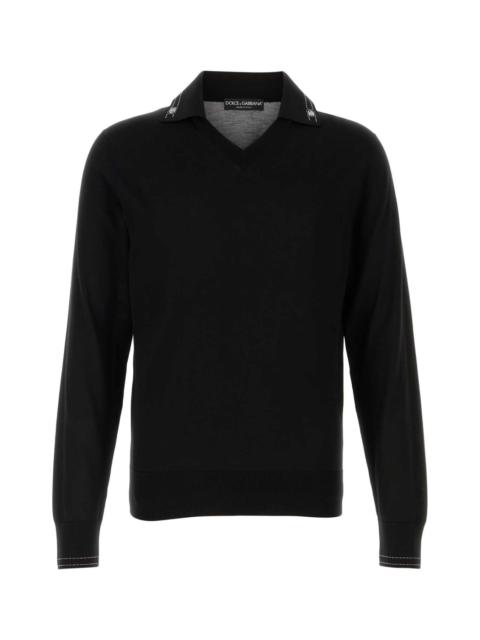 Dolce & Gabbana Dolce & Gabbana Men Black Silk Polo Shirt