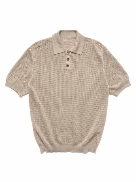 Linen Mesh Oversized S/S Polo Beige