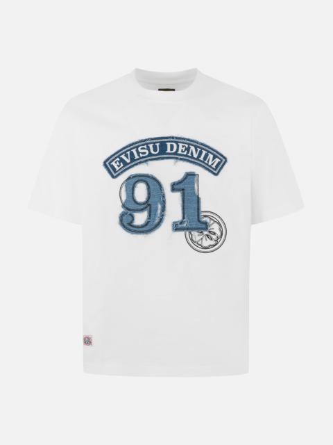 EVISU Logo and "91" Appliqué Embroidery Relax Fit T-shirt