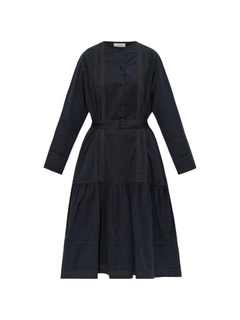 belted long sleeve dress