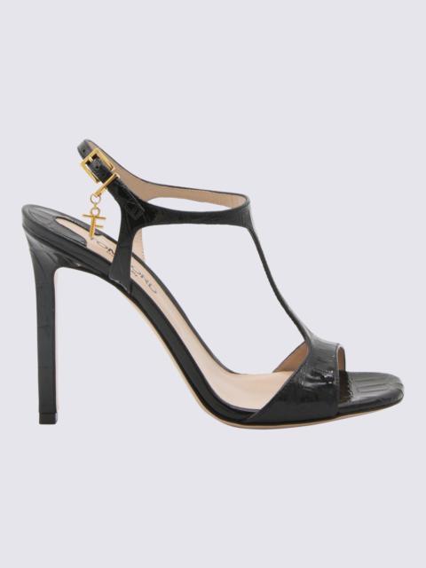 TOM FORD BLACK LEATHER PATENT SANDALS