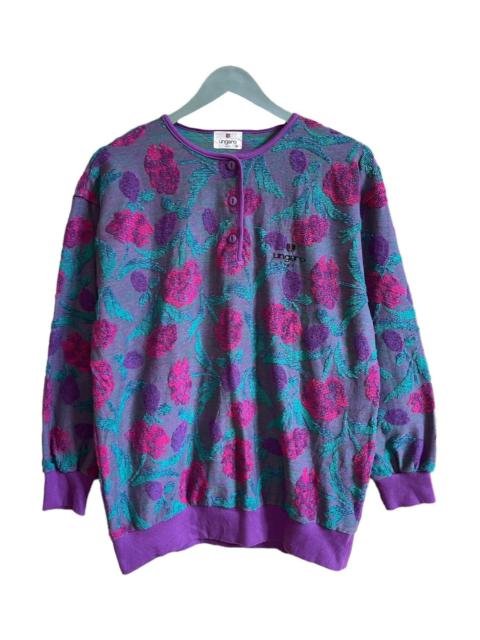 Other Designers Ungaro Paris Embroidery Floral Design Half Button Sweatshirt