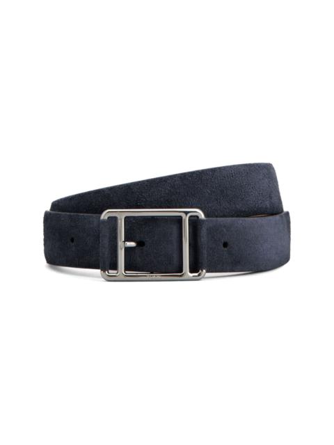 Tod's logo-engraved buckle suede belt