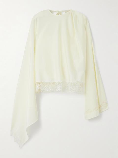 MARIE ADAM-LEENAERDT Lace-trimmed Satin Blouse