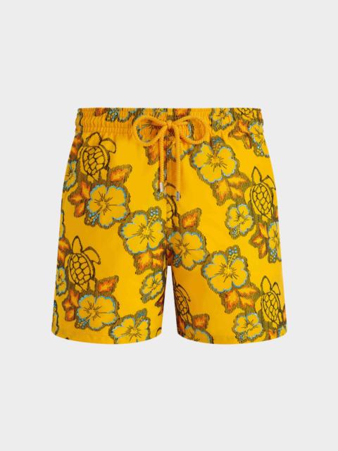 Vilebrequin Men Swim Trunks Embroidered Hibiscus - Limited Edition