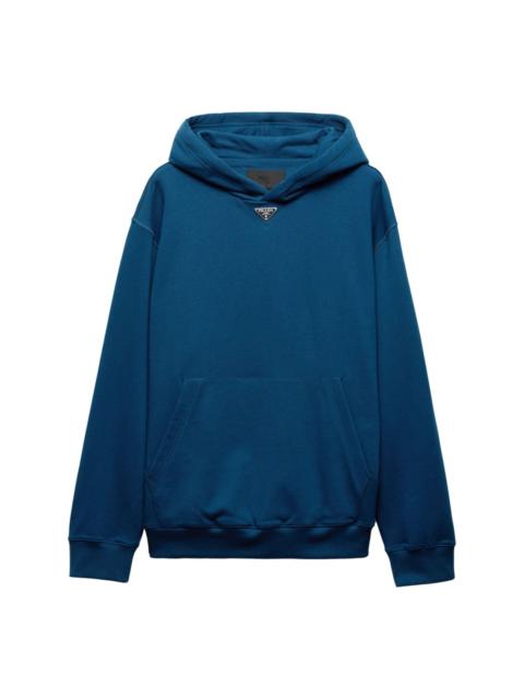 enamel-logo cotton hoodie