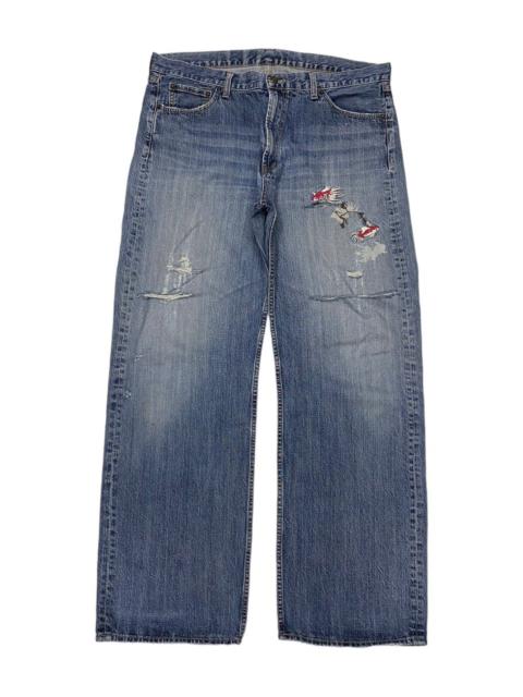Other Designers Archival Clothing - 🔥JAPANESE KOI FISH EMBROIDERY BAGGY DISTRESS DENIM JEANS
