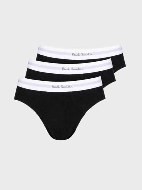 Paul Smith Black Cotton-Stretch Briefs Three Pack