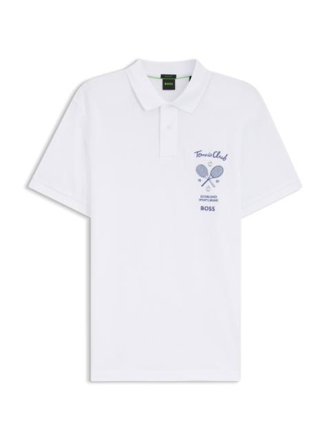BOSS EMBROIDERED-ARTWORK POLO SHIRT IN COTTON MESH