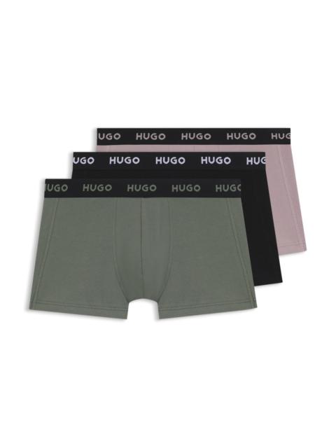 HUGO THREE-PACK TRUNKS WITH JACQUARD LOGO WAISTBAND