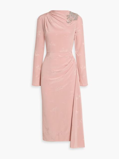 Erdem Crystal-embellished silk and cotton-blend jacquard midi dress