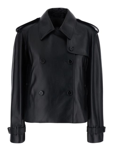 Burberry Burberry Women 'Mayfair' Black Jacket With Wide Collar And Cropped Design In Leather For Women