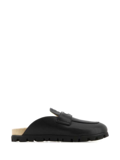 Miu Miu Miu Miu Women Black Leather Slippers