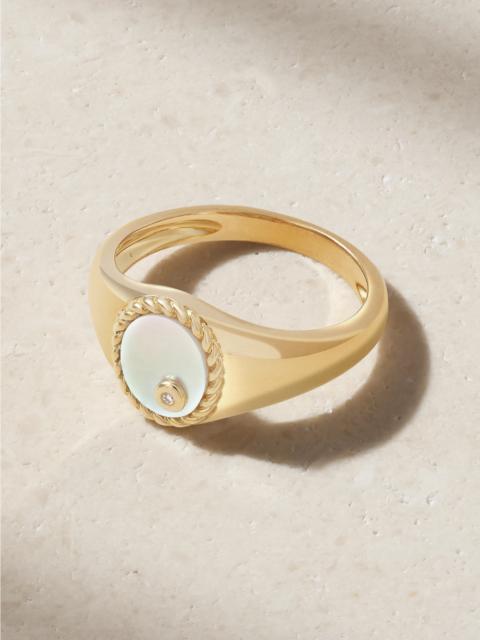 Yvonne Léon 9-karat Gold, Mother-of-pearl And Diamond Signet Ring