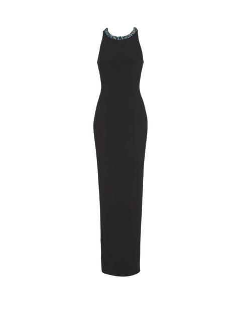 Balmain Long sleeveless dress in embroidered velvet