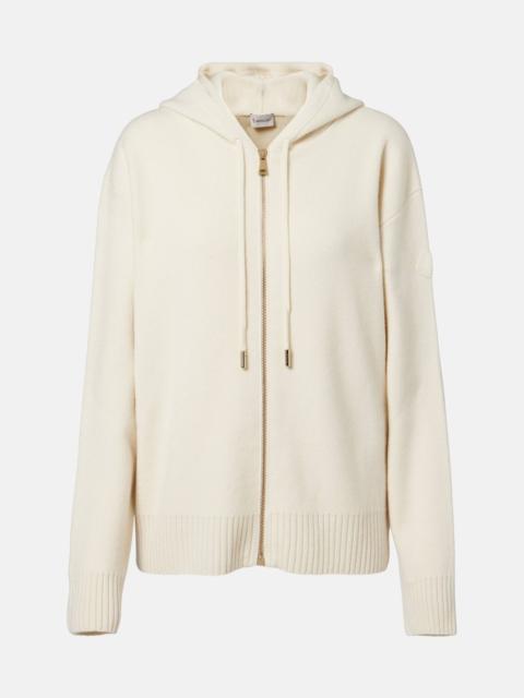 Moncler Hooded wool and cashmere zip-up cardigan