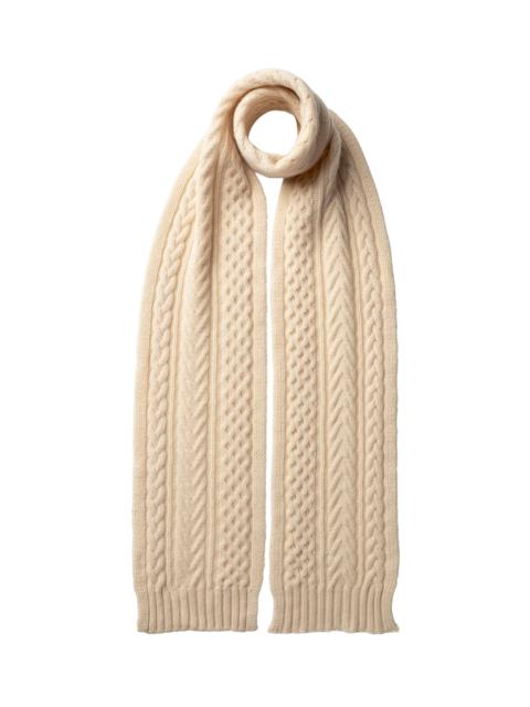 Johnstons of Elgin Aran Cable Cream Cashmere Scarf