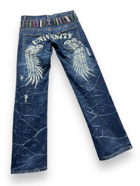 Other Designers If Six Was Nine - NYLAUS Punk Double Waist Brilliant Blue Silver Splash Denim