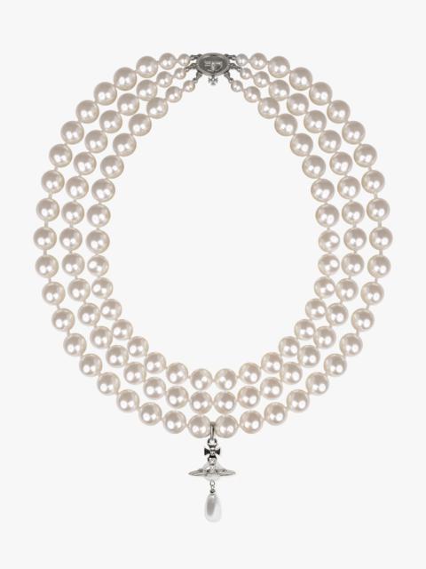 Vivienne Westwood THREE ROW PEARL DROP CHOKER | SILVER/PEARL/MULTI