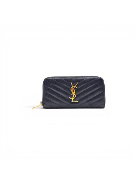 SAINT LAURENT Monogram Large Grain de Poudre Matelassé Zippered Wallet
