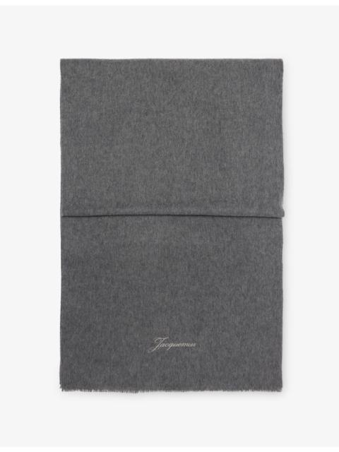 JACQUEMUS Tailleur Brand-Embroidery Wool And Cashmere Scarf
