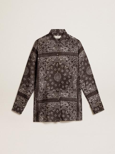 Golden Goose Pajama shirt in anthracite gray with paisley print