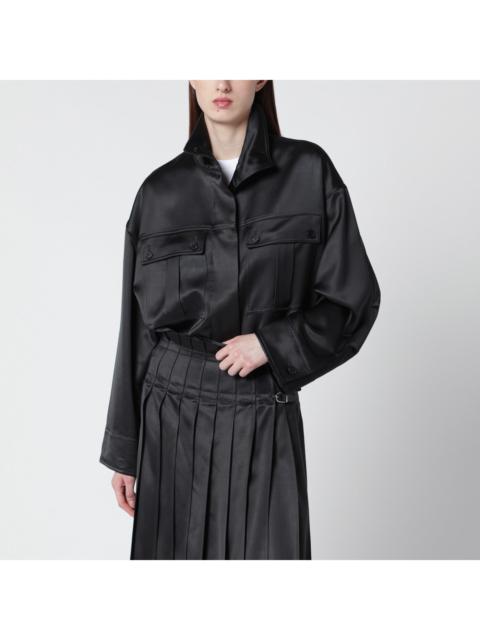 DURAZZI MILANO Durazzi Milano Dark Grey Glossy Viscose Shirt Jacket Women