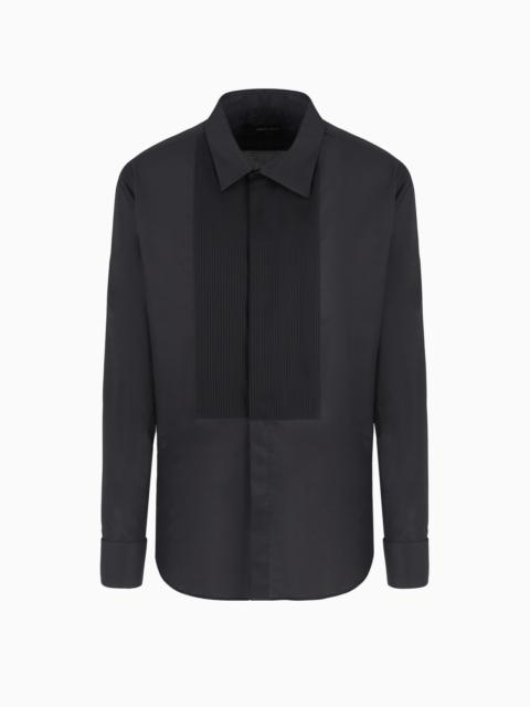GIORGIO ARMANI COTTON TUXEDO SHIRT WITH PLEATED DETAIL