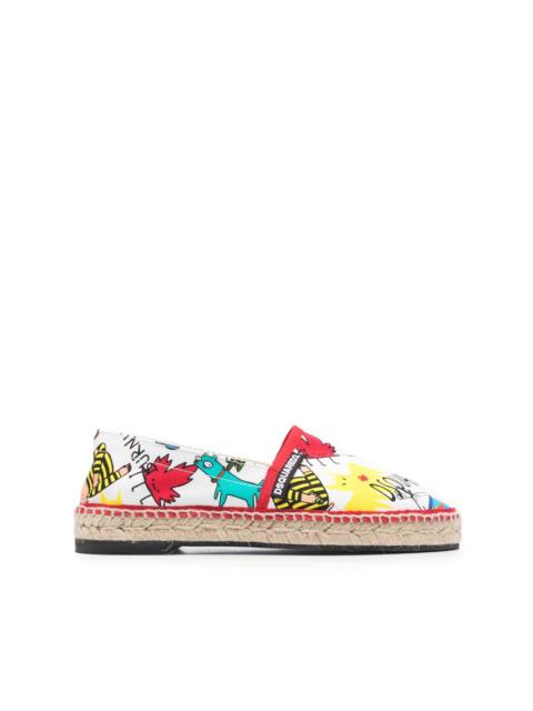 maple-leaf logo-print espadrilles