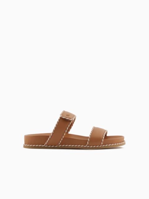 EMPORIO ARMANI SANDALS WITH NAPPA-LEATHER STRAP AND TWO-TONE EDGES