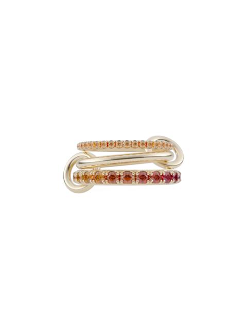 Spinelli Kilcollin Spinelli Kilcollin Norah Pavé Orange Sapphire Linked Ring in Yellow Gold at Nordstrom