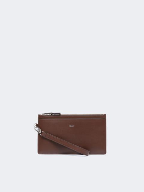 Max Mara Wrist-strap leather pouch - COCOA