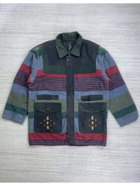 Other Designers 🔥Vintage Station To Pashu Multicolor Wool+Leather Jacket