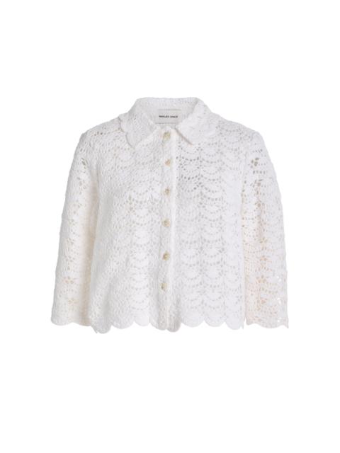 MARLIES GRACE Exclusive Rosamund Crocheted Cotton Jacket white