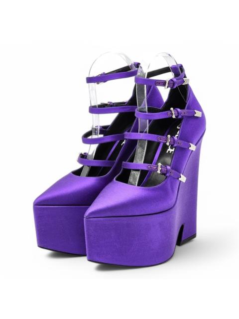 VERSACE Tempest Strappy Satin Platform Pumps Purple EU 36.5 US 6.5